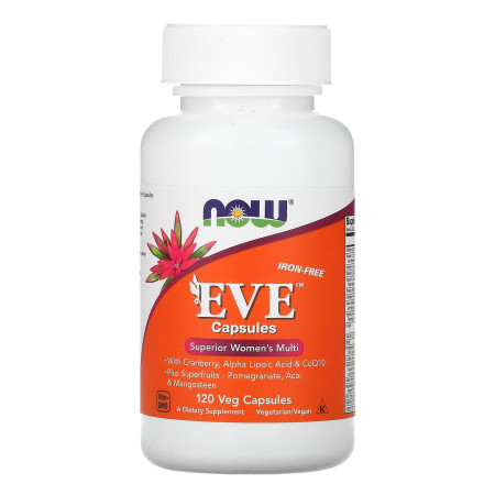 Мультивітаміни для жінок Ева, Eve Capsules, Women's Multi, NOW Foods, без заліза, 120 вегетаріанських капсул