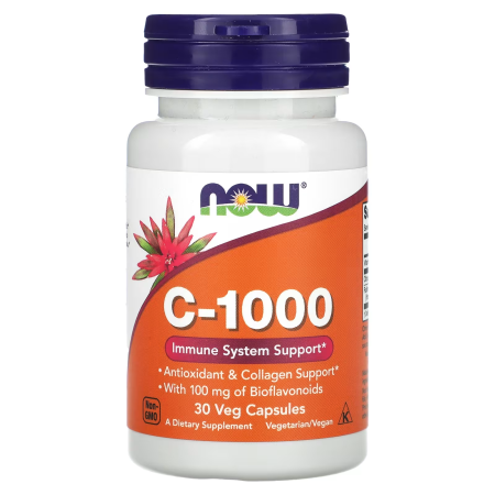 Вітамін С з біофлавоноїдами, Vitamin C-1000, NOW Foods, 30 вегетаріанських капсул
