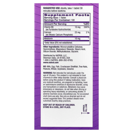 Мелатонін, Melatonin Advanced Sleep, Natrol, повільне вивільнення, 10 мг, 100 таблеток