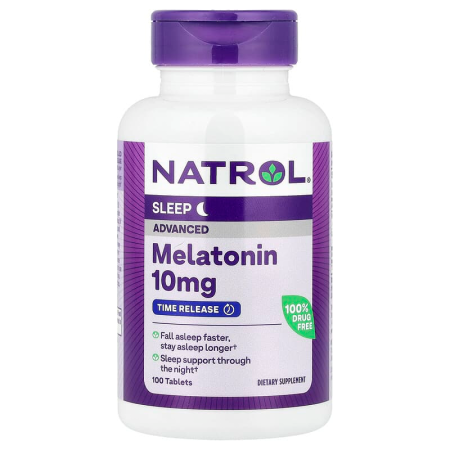 Мелатонін, Melatonin Advanced Sleep, Natrol, повільне вивільнення, 10 мг, 100 таблеток
