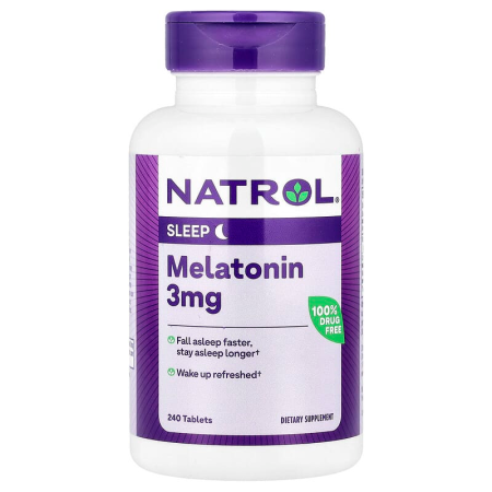 Мелатонін, Melatonin, Natrol, 3 мг, 240 таблеток