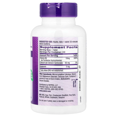 Мелатонин, Melatonin, Natrol, 3 мг, 240 таблеток