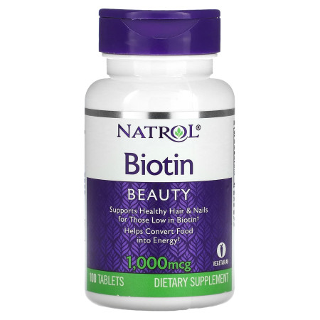 Біотин, Biotin, Natrol, швидкорозчинний, 1000 мкг, 100 вегетаріанських таблеток