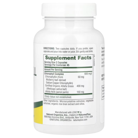 Хлорофилл, Chlorophyll, Nature's Plus, комплекс, 90 капсул