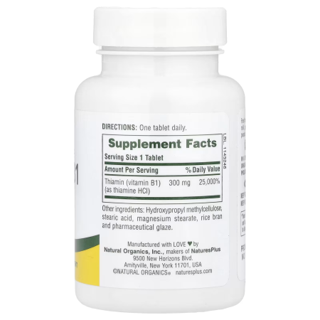 Витамин В1, Vitamin B1, Nature's Plus, 300 мг, 90 таблеток