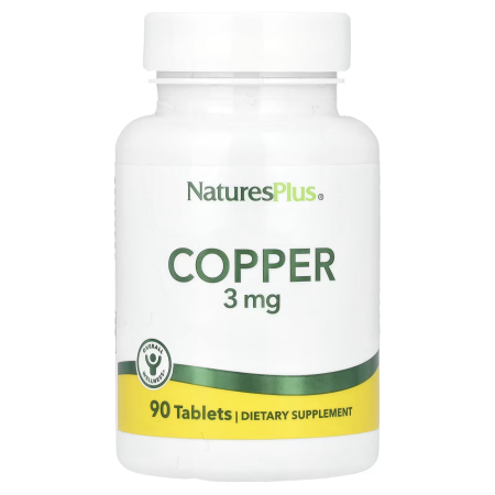 Мідь, Copper, Nature's Plus, 3 мг, 90 таблеток