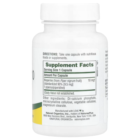 Биоперин, Bioperine, Nature's Plus, 10 мг, 90 капсул , (10 мг в капсуле)