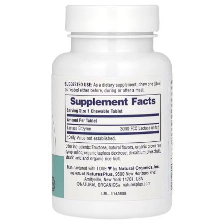 Фермент лактази, Lactase enzymes, Nature's Plus, 50 жувальних таблеток