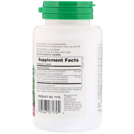 Форсколін, Coleus Forskohlii, Nature's Plus, Herbal Actives, 125 мг, 60 капсул