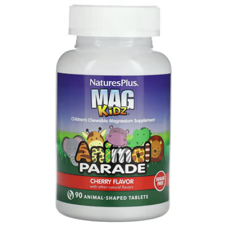 Магний, Children's Magnesium, Nature's Plus, Animal Parade, для детей, вишня, 90 таблеток в форме животных (50 мг в 1 таблетке)
