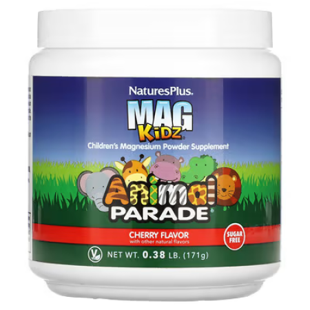 Магний для детей, Children's Magnesium, Nature's Plus, Animal Parade, порошок, вкус вишни, 171 г