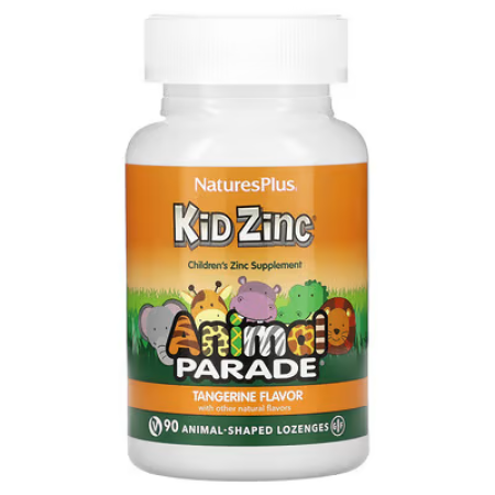 Цинк для дітей, Kid Zinc, Nature's Plus, Animal Parade, натуральний смак мандарину, 90 пастилок у формі тварин