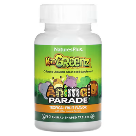 Суперфуд для дітей, Kid Greenz, Nature's Plus, Animal Parade, смак натуральних тропічних фруктів, 90 тварин