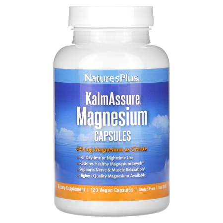 Магний, Magnesium, Nature's Plus, Kalmassure, 120 веганских капсул (105 мг на капсулу)