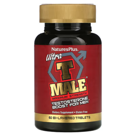 Підвищення тестостерону для чоловіків. Ultra T-Male, Testosterone Boost for Men, Nature's Plus, максимальна сила, 60 двошарових таблеток