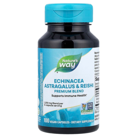 Ехінацея, астрагал і рейші, Echinacea Astragalus & Reishi, Nature's Way, 1200 мг, 100 капсул