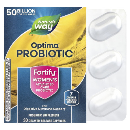 Пробіотики для жінок, Optima® Probiotic, Fortify® Women's, Nature's Way, 50 мільярдів, 30 капсул із уповільненим вивільненням