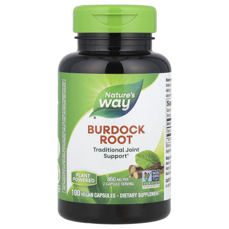 Лопух, Burdock Root, Nature's Way, корінь, 100 веганських капсул (430 мг на капсулу)