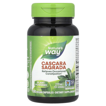 Каскара саграда, Cascara Sagrada, Nature's Way, 270 мг, 100 веганских капсул