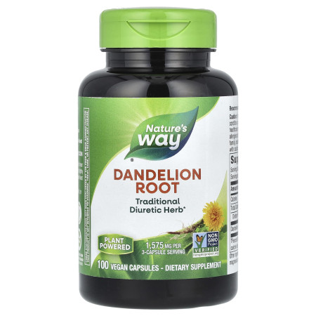 Кульбаба, Dandelion Root, Nature's Way, корінь, 100 веганських капсул (525 мг на капсулу)