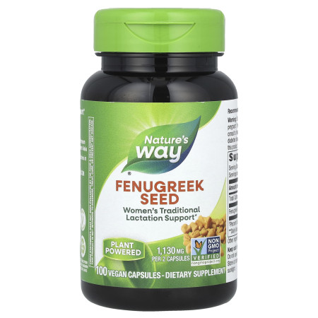 Пажитник, Fenugreek, Nature`s Way, насіння, 1130 мг, 100 веганських капсул (565 мг на капсулу)