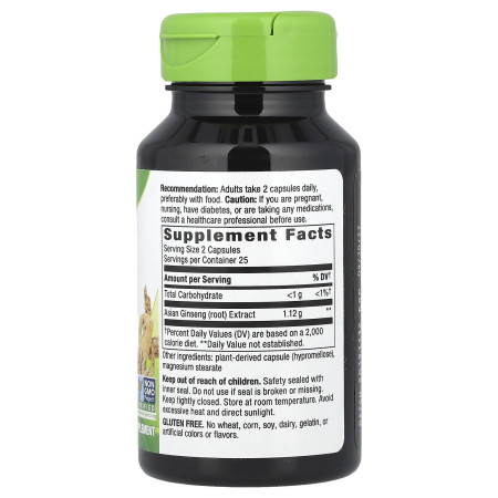 Азиатский женьшень, Asian Ginseng, Nature's Way, 50 веганских капсул (560 мг на капсулу)