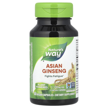 Азиатский женьшень, Asian Ginseng, Nature's Way, 50 веганских капсул (560 мг на капсулу)