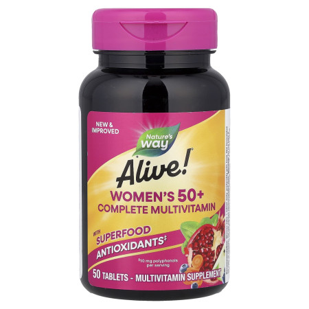 Мультивітаміни для жінок віком від 50 років, Alive!® Women's 50+ Complete Multivitamin, Nature's Way, 50 таблеток