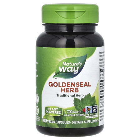 Гідрастис канадський, Goldenseal Herb, Nature's Way, 100 веганських капсул (350 мг на капсулу)