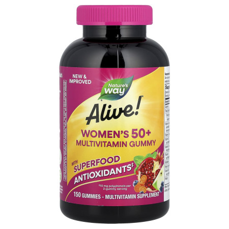 Мультивітаміни для жінок віком від 50 років, Women's 50+ Gummy, Nature's Way, Alive!, суміш ягід, 150 жувальних таблеток