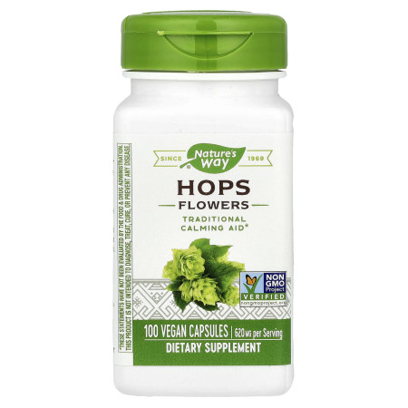 Хміль, Hops Flowers, Nature's Way, 100 веганських капсул (310 мг на капсулу)