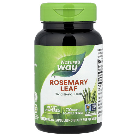 Розмарин, Rosemary Leaf, Nature's Way, листя, 100 веганських капсул (350 мг на капсулу)