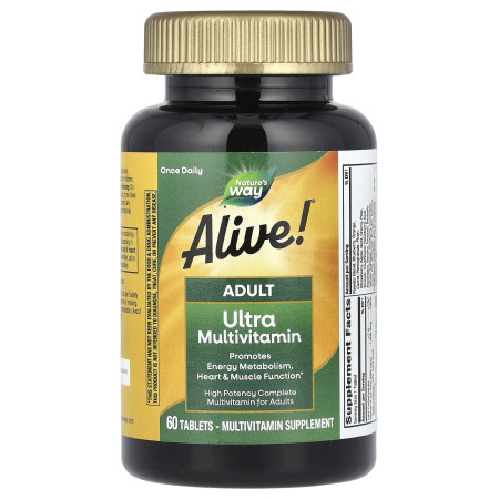 Мультивітаміни для дорослих, Alive!® Adult Ultra Multivitamin, Nature's Way, 60 таблеток