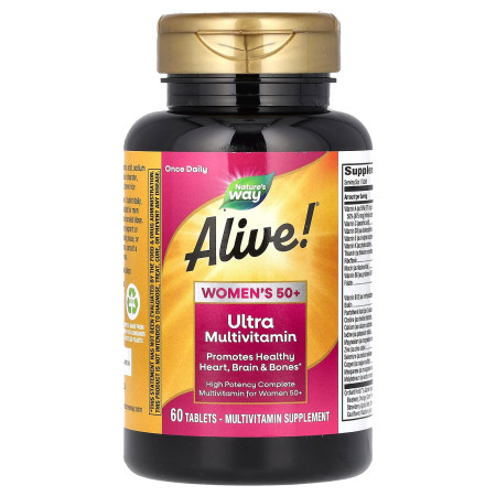 Мультивітаміни для жінок 50+ Alive! Women's 50+ Ultra Multivitamin, Nature's Way, 60 таблеток