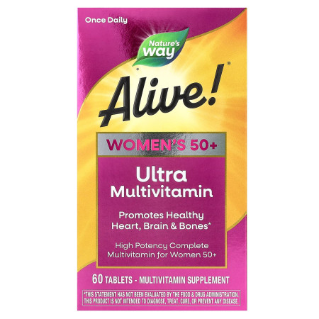 Мультивитамины для женщин 50+, Alive! Women's 50+, Multi-Vitamin, Nature's Way, 60 таблеток