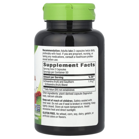 Лимонник китайський, Schizandra Fruit, Nature's Way, плоди, 100 веганських капсул (0,58 г на капсулу)