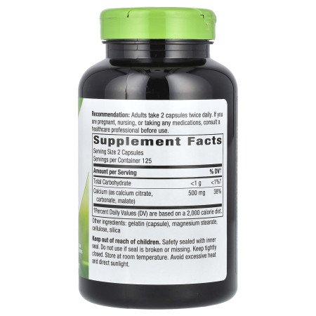 Кальцій цитрат, Calcium Citrate, Nature's Way, 500 мг, 250 капсул (250 мг на капсулу)