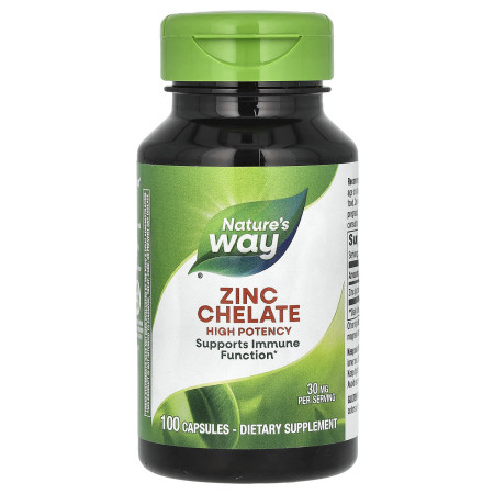 Цинк хелат, Zinc Chelate, Nature's Way, 30 мг, 100 капсул