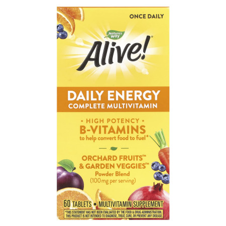 Мультивітаміни та мінерали, Alive! Daily Energy, Complete Multivitamin, Nature's Way, 60 таблеток