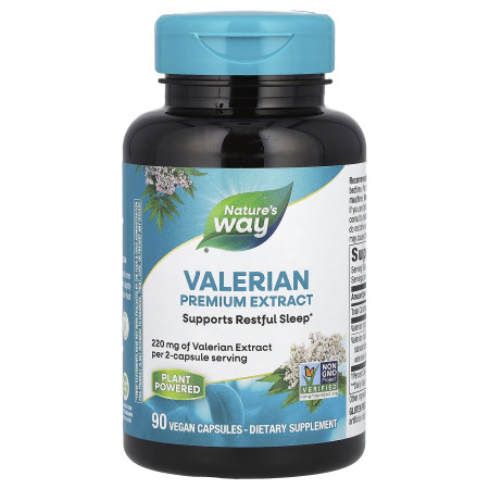 Валеріана, Valerian, Nature's Way, преміум екстракт, 90 веганських капсул (110 мг на капсулу)