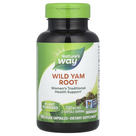 Дикий ямс, Wild Yam, Nature's Way, корень, 700 мг, 180 веганских капсул (350 мг в капсуле)