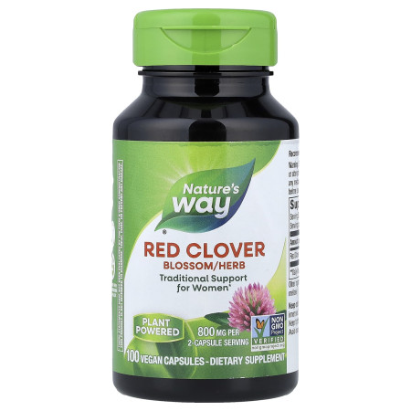 Червона конюшина, Red Clover, Nature's Way, трава та квіти, 800 мг, 100 веганських капсул (400 мг у капсулі)