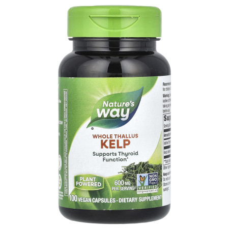 Ламінарія, Kelp, Whole Thallus, Nature's Way, цільне слоєвище, 600 мг, 100 веганських капсул