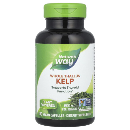 Ламінарія, Kelp, Whole Thallus, Nature's Way, цільне слоєвище, 600 мг, 180 веганських капсул