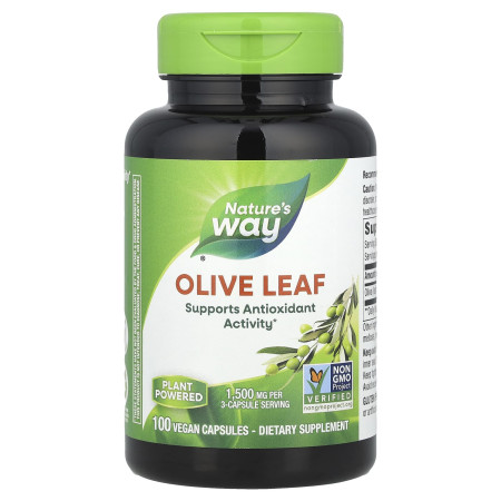 Олива, листя, Olive Leaf, Nature's Way, 1500 мг, 100 веганських капсул (500 мг у капсулі)