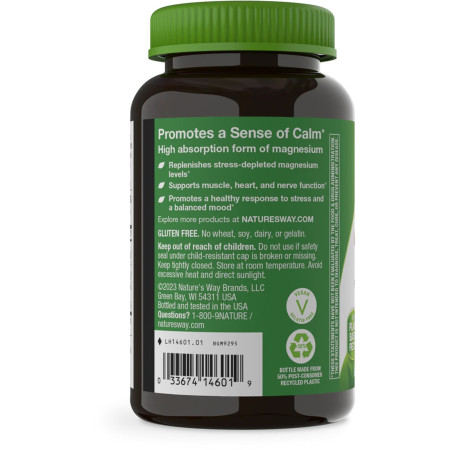 Магній цитрат, Magnesium Gummy, Nature's Way, зі смаком ягід, 100 мг, 60 жувальних цукерок