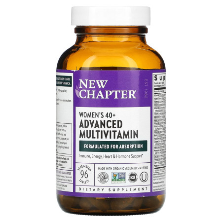 Мультивітаміни для жінок 40+, Women's 40+ Advanced Multivitamin, New Chapter, 96 вегетаріанських таблеток