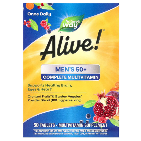 Мультивитамины для мужчин старше 50 лет, Alive! Men's 50+, Nature's Way, 50 таблеток