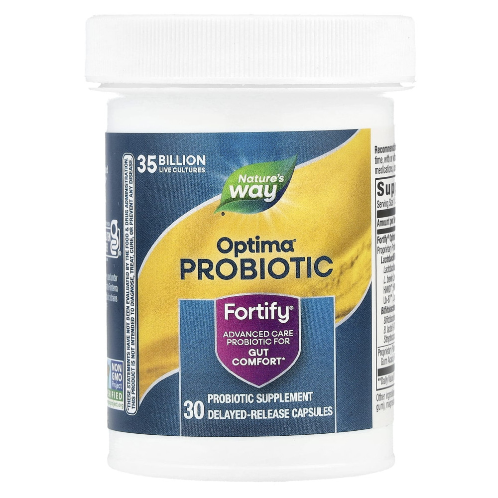 Пробіотики та пребіотики, Fortify Optima, Daily Probiotic + Prebiotics, Natures Way, щоденний догляд, 35 млрд КУО, 30 капсул з відстроченим вивільненням