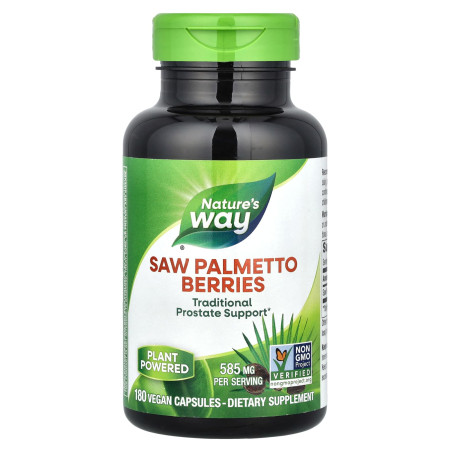 Со Пальметто, Saw Palmetto, Nature's Way, ягоди рослини, 585 мг, 180 веганських капсул